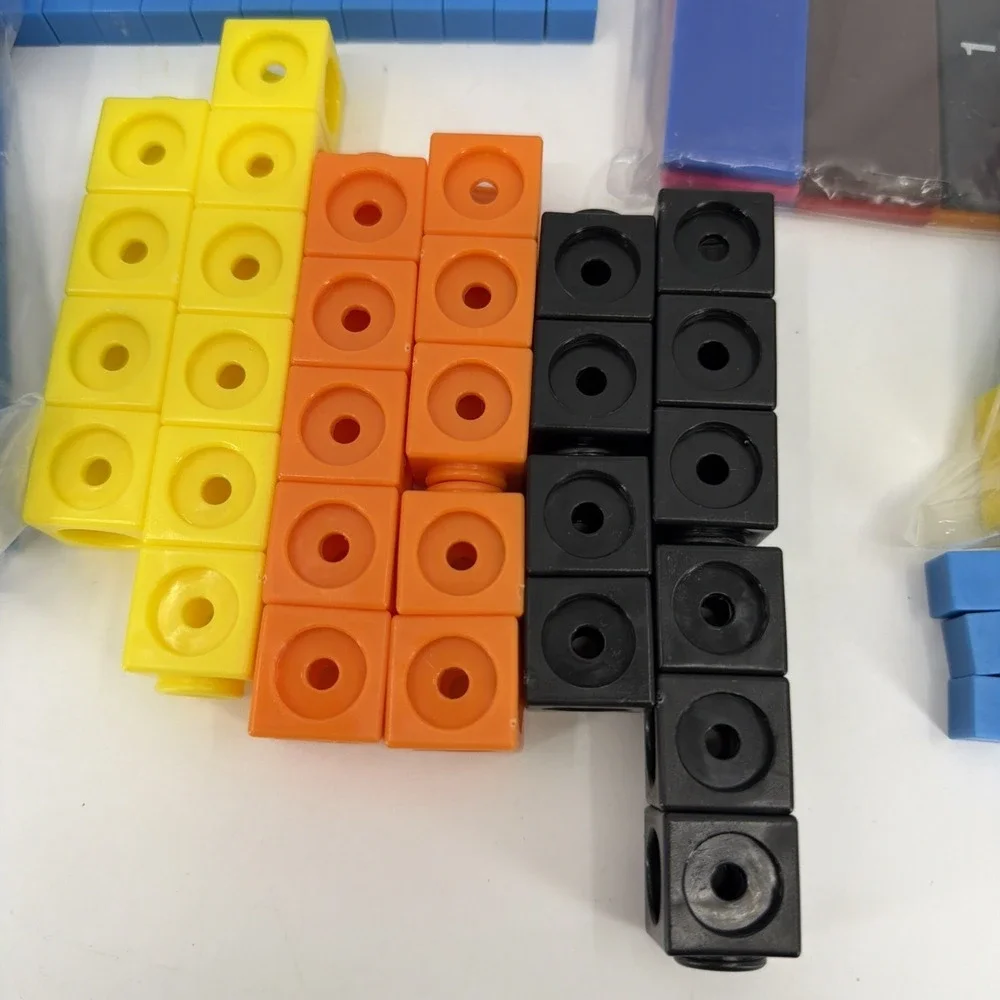 Base Ten Blocks Class Set Cubes,‎ Rods, Flats, Fractions Tiles, Math Bundle
